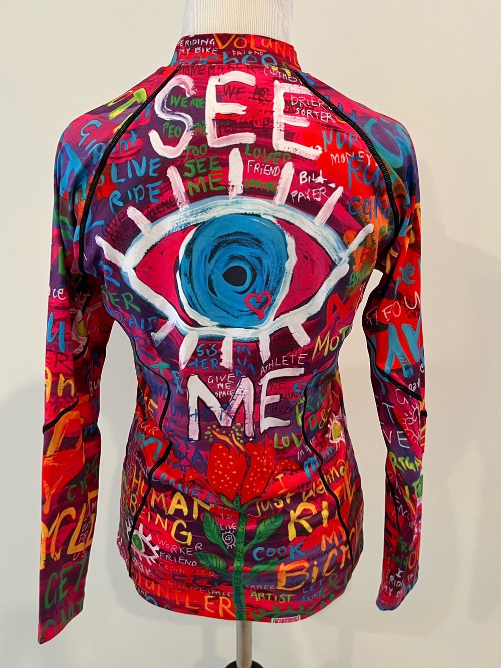 Cycology SEE ME Red Floral Graphic Long Sleeve Base Layer Shirt Womens XL - Picture 6 of 11